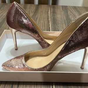Jeweled sequence rose gold heels
